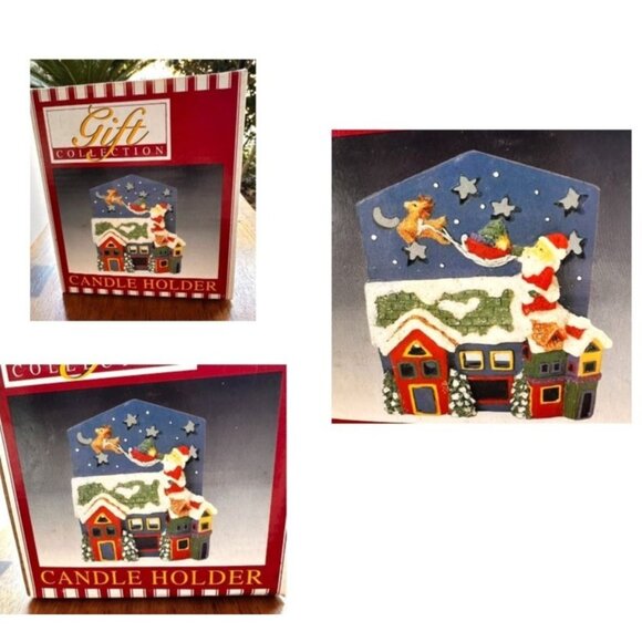 VTG Gift Collection Candle Holder New Christmas Rudolph Reindeer Santa C… - Picture 6 of 11